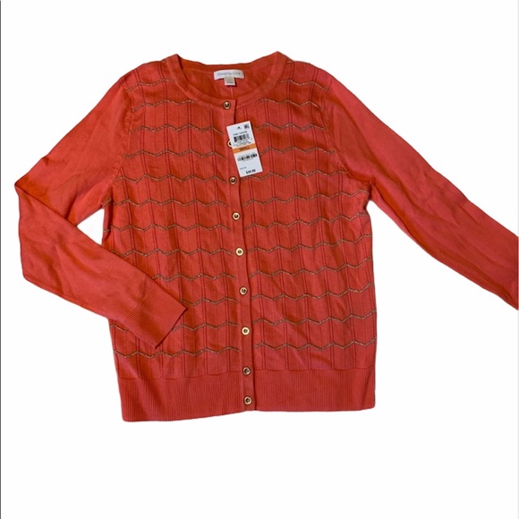 Charter Club Sweaters - Charter club coral and gold button down sweater